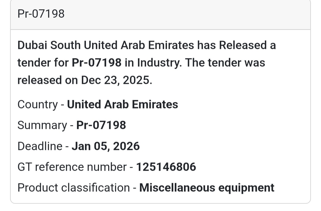 📢 New Tender | UAE (Dubai South)