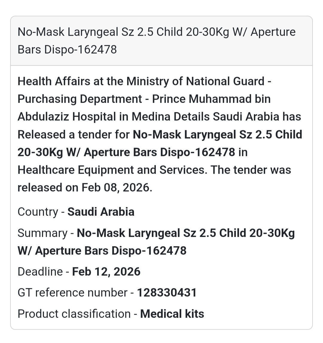 😷 No-Mask Laryngeal Size 2.5 (Child 20–30kg)