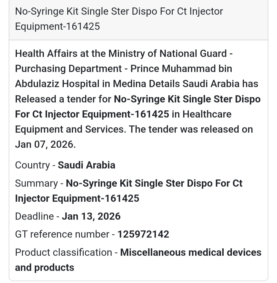 💉 No-Syringe Kit for CT Injector Equipment (161425)