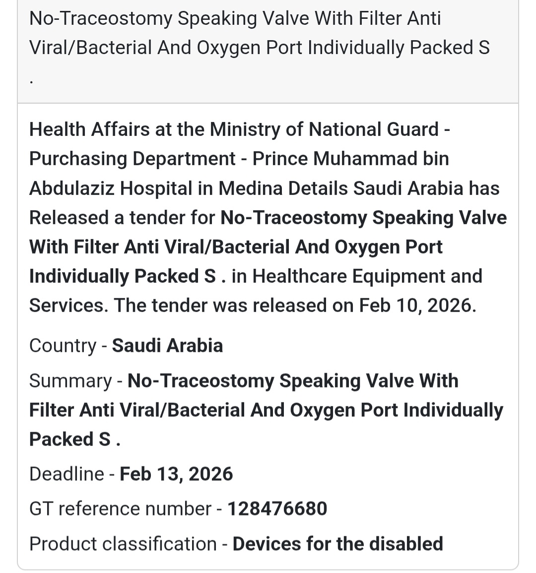 🫁 No-Tracheostomy Speaking Valve (Individually Packed)