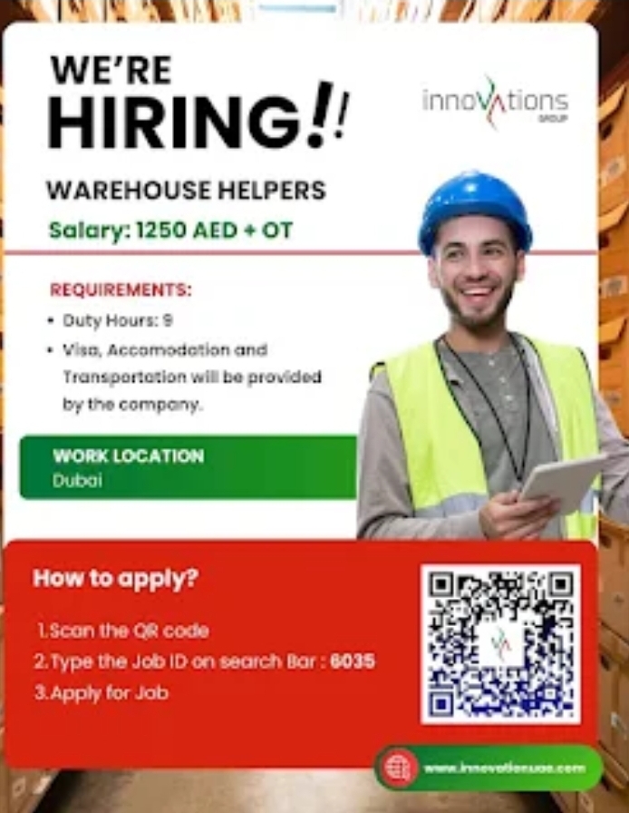 📦 Now Hiring: Warehouse Helpers in Dubai! 🇦🇪