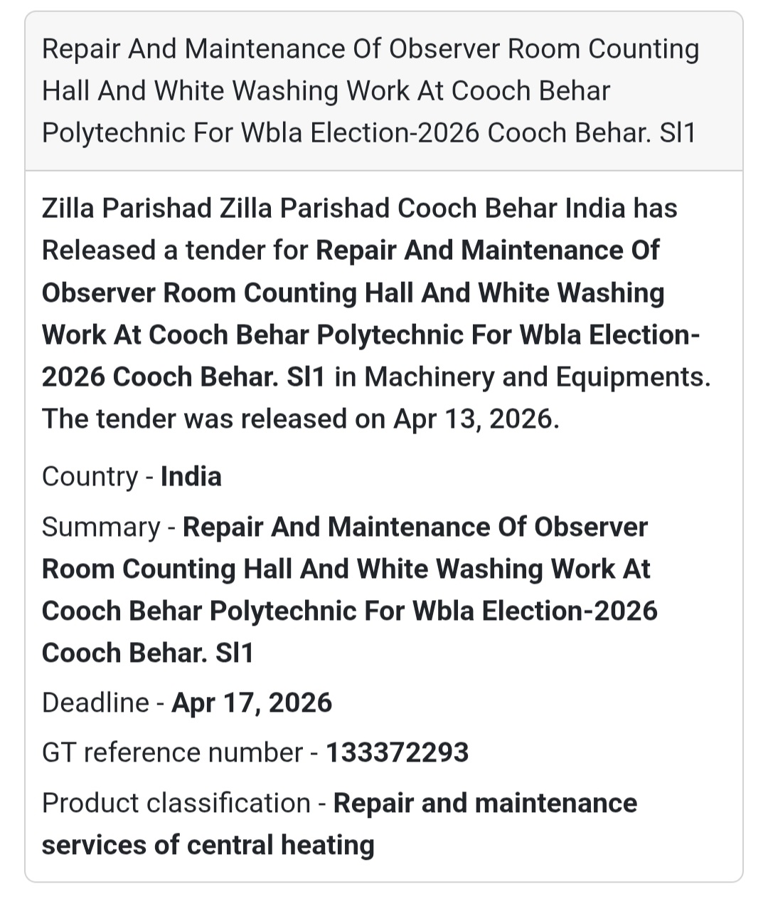 🏢 Observer Room & Counting Hall Work – Cooch Behar