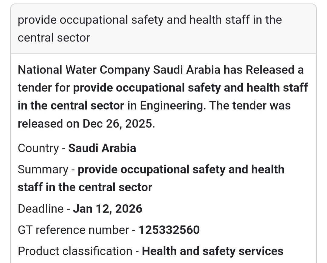 🦺 Occupational Safety & Health Staff | Saudi Arabia 🇸🇦