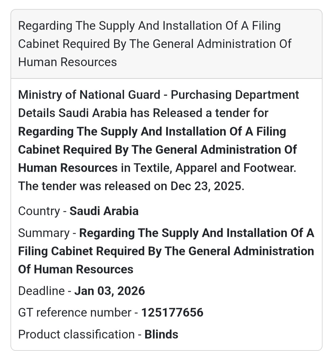 🗄️ Office Storage Supply Tender – Saudi Arabia 🇸🇦