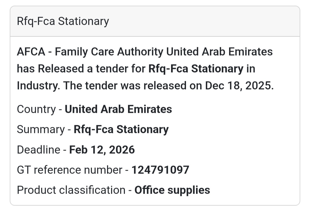 🔔 Office Supplies Tender | United Arab Emirates 🇦🇪