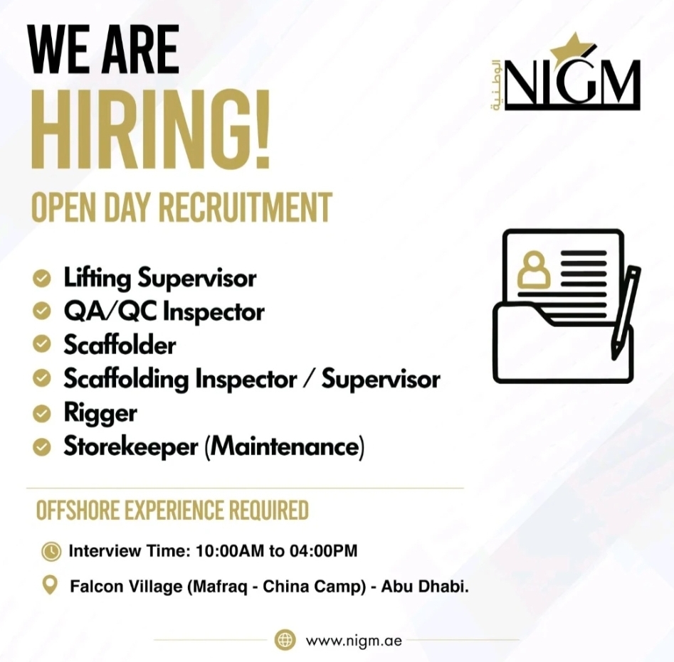 🛢️ OFFSHORE WALK-IN – ABU DHABI 🇦🇪