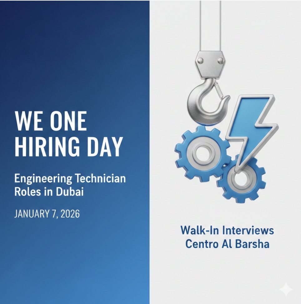 🔧🚨 ONE-DAY WALK-IN INTERVIEW – ENGINEERING TECHNICIANS | DUBAI (JAN 2026) 🚨🔧
