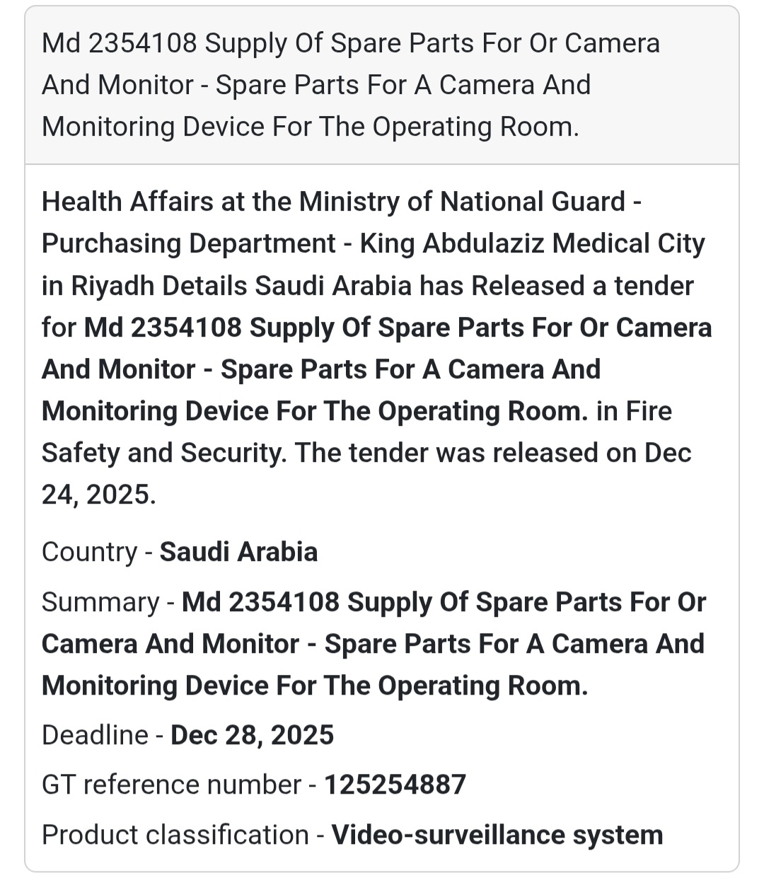 🎥 OR Camera & Monitor Spare Parts – Saudi Arabia 🇸🇦