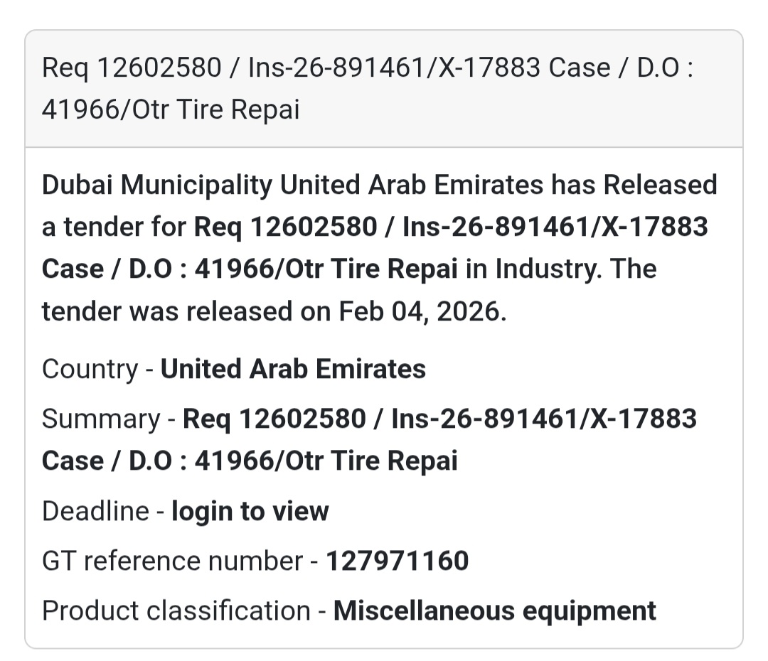 🛞 OTR Tire Repair – Tender No. 12602580