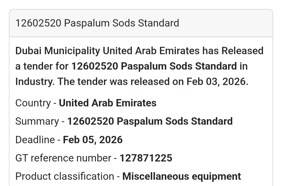 🌱 Paspalum Sods – Standard Landscaping & Agriculture | UAE 🇦🇪