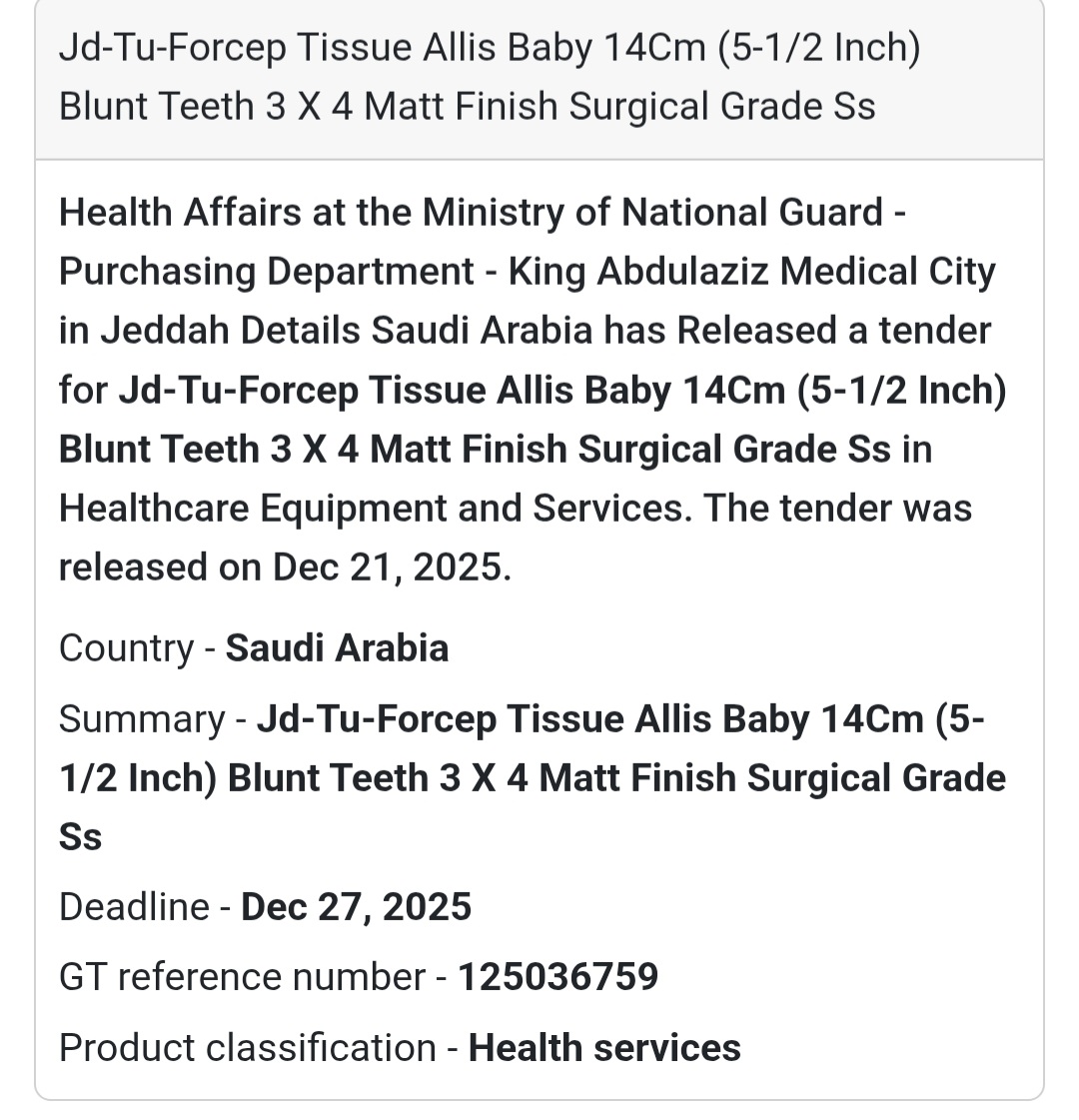 🦷 Pediatric Surgical Instruments Tender – Saudi Arabia