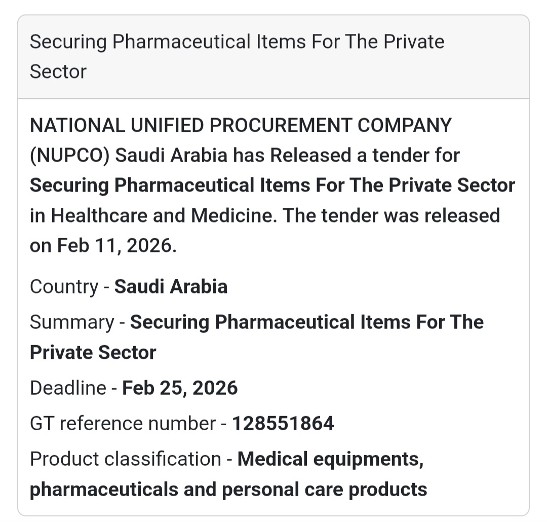 💊 Pharmaceutical Supply – Private Sector (Tender 2)