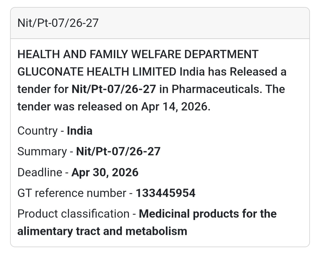 💊 Pharmaceutical Supply Tender – Health Dept.