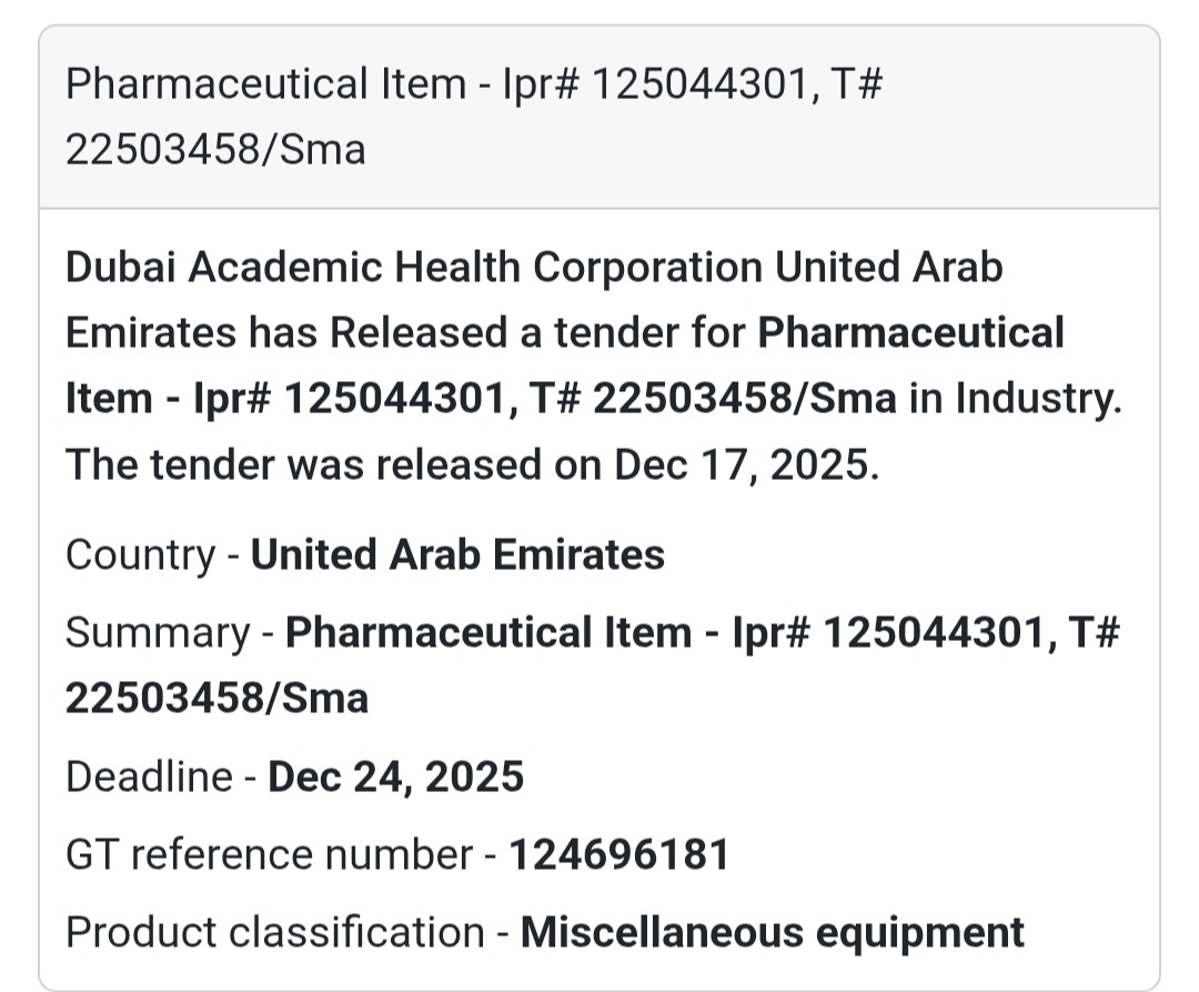 🔔 Pharmaceutical Tender | United Arab Emirates 🇦🇪