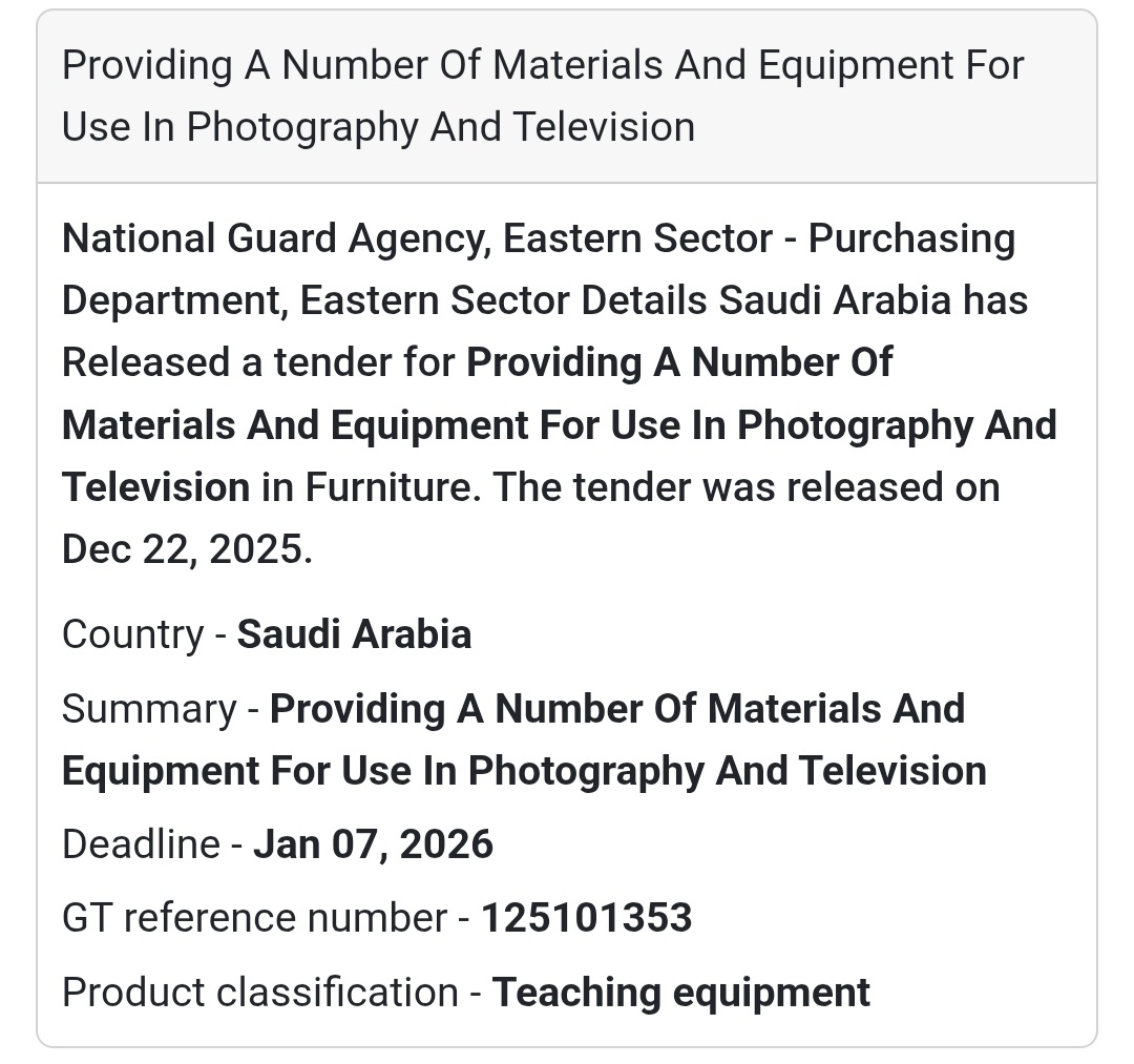 📸 Photography & TV Equipment Supply – Saudi Arabia 🇸🇦