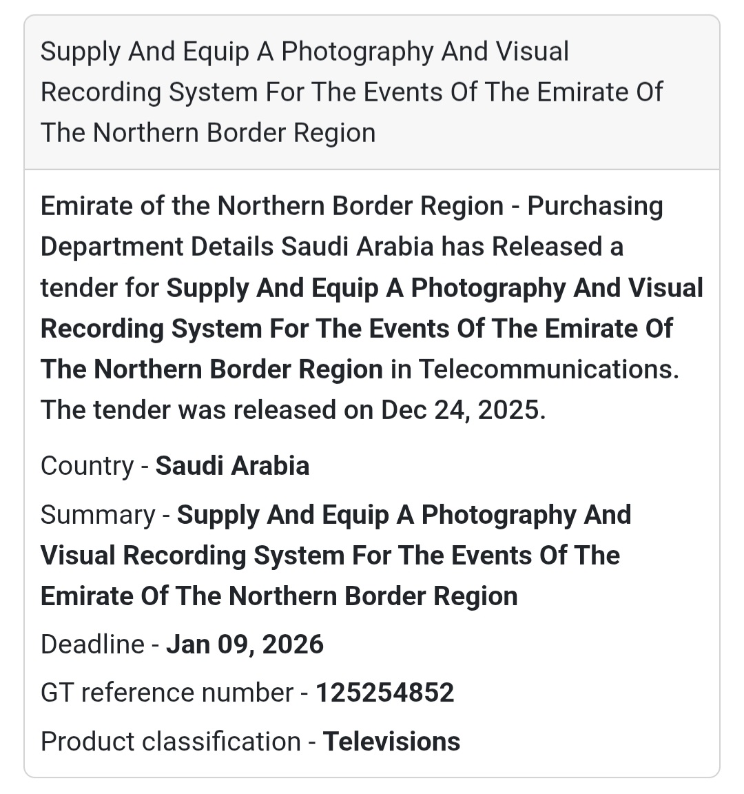 📸 Photography & Visual Recording System – Northern Border Region 🇸🇦