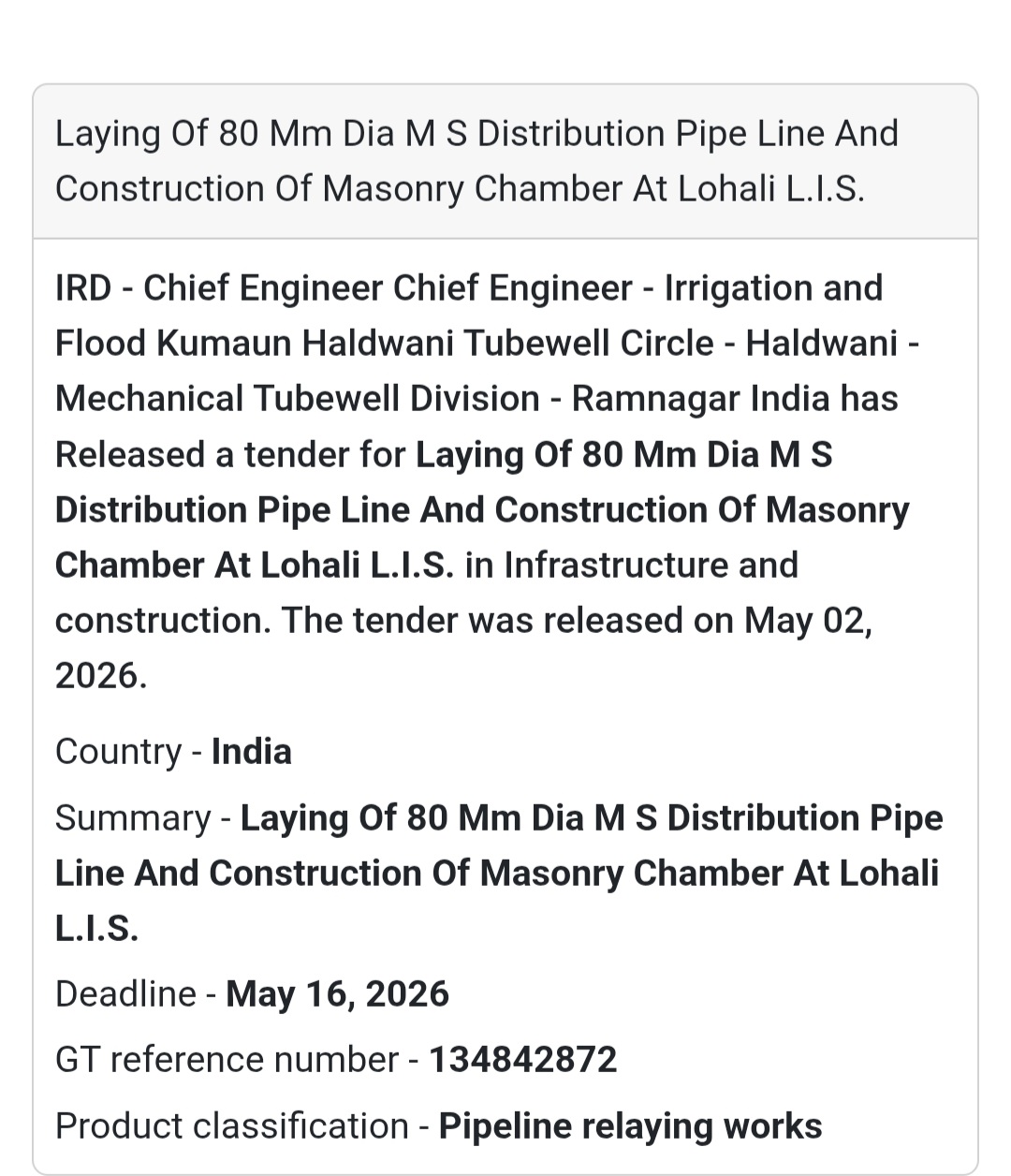🚰 Pipeline Work (Lohali L.I.S.)