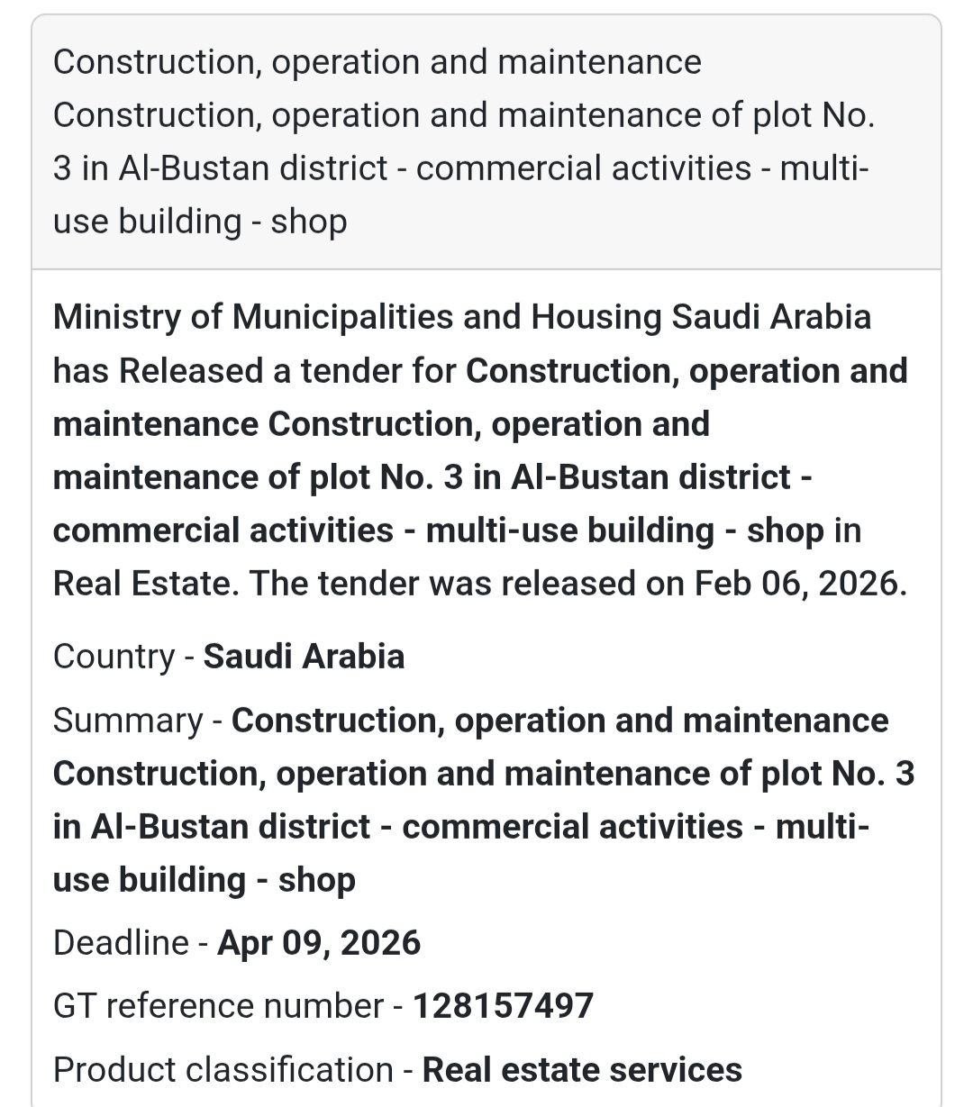 🏬 Plot No. 3 Development – Al-Bustan District