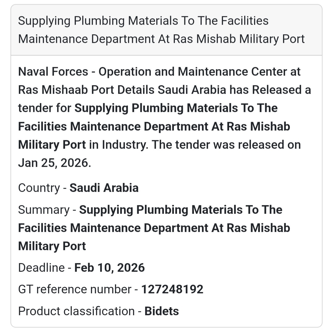 🚰 Plumbing Materials – Ras Mishaab Military Port