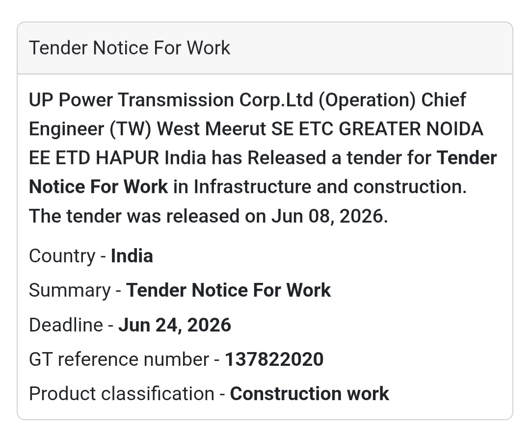 ⚡ Power Transmission Work Tender | Hapur 📍Hapur, Uttar Pradesh