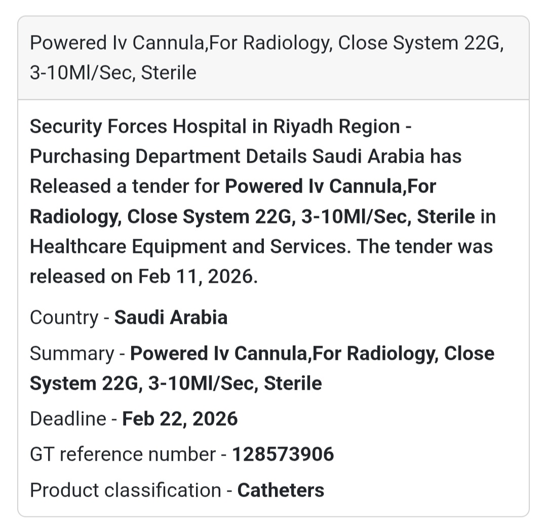 💉 Powered IV Cannula – Radiology (Close System 22G, 3-10ml/sec, Sterile)