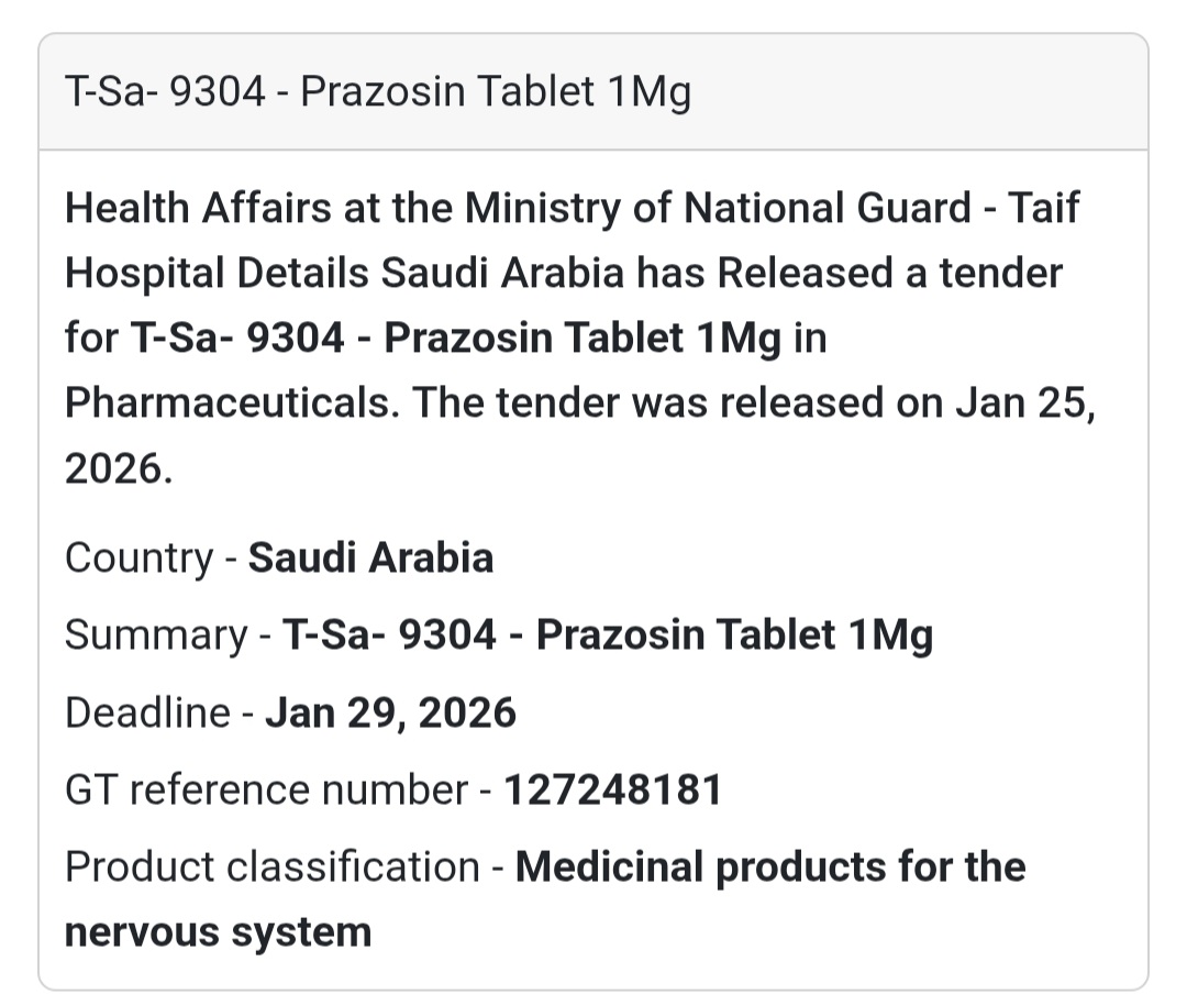 💊 Prazosin Tablet 1mg – Taif Hospital