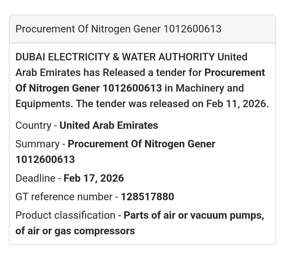 ⚙️ Procurement of Nitrogen Generator 1012600613
