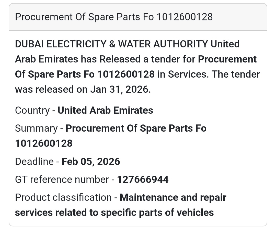 ⚙️ Procurement of Spare Parts