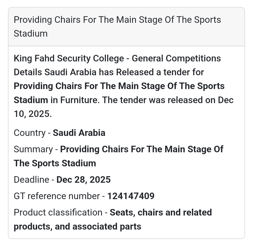 🪑 Providing Chairs for Sports Stadium Main Stage