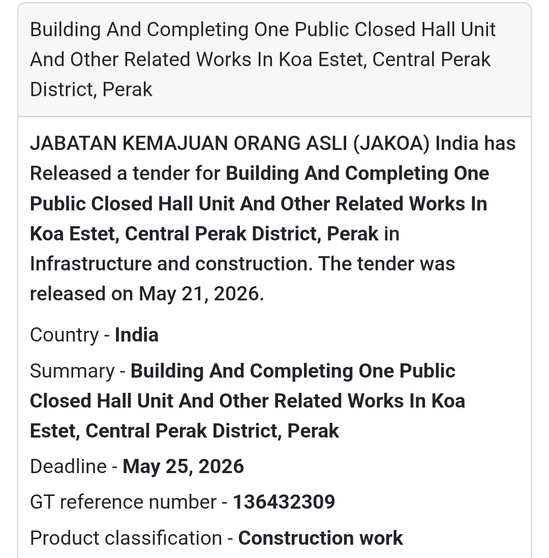 🏢 Public Closed Hall Construction Tender