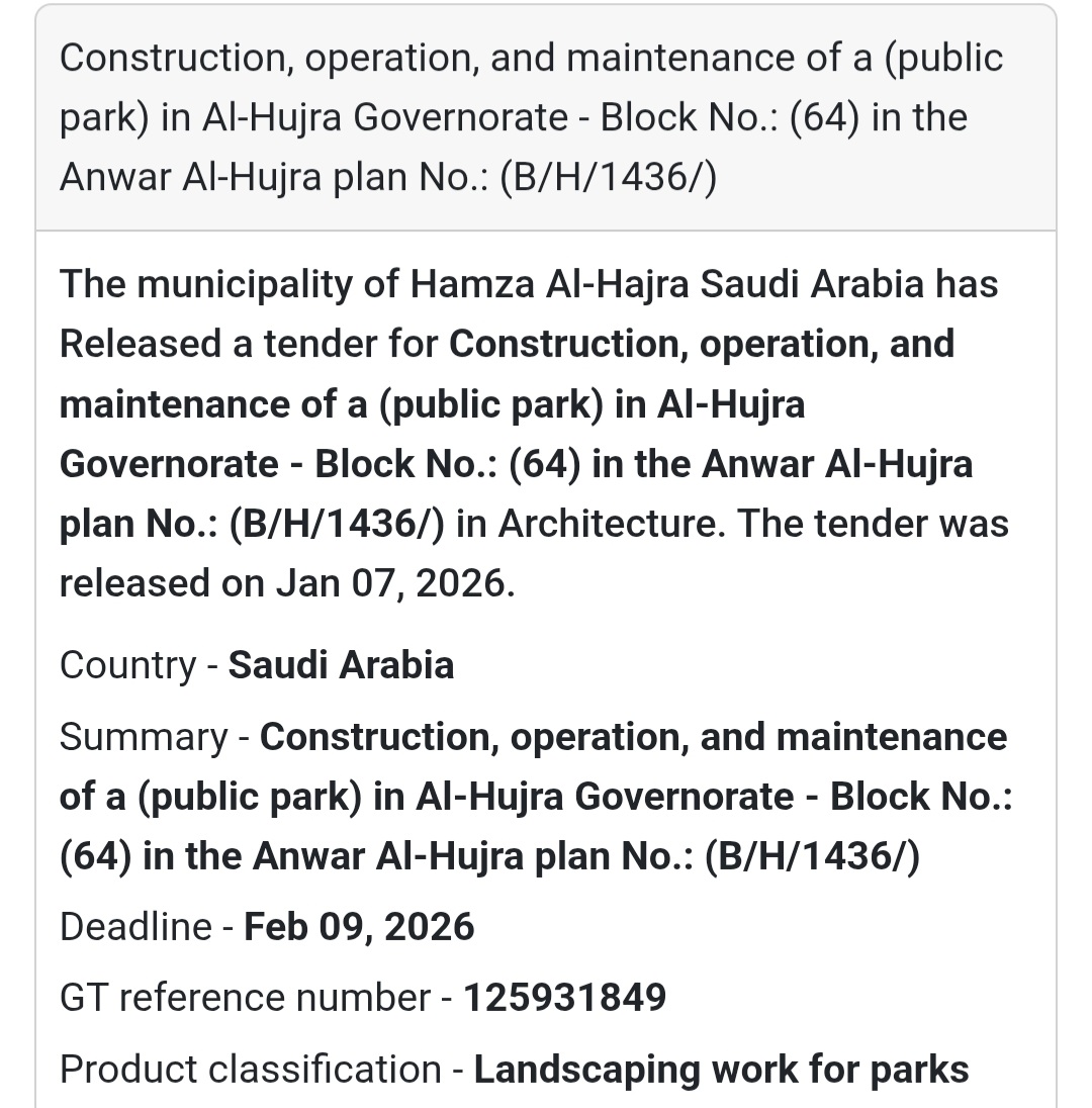 🌳 Public Park – Block (64), Anwar Al-Hujra Plan