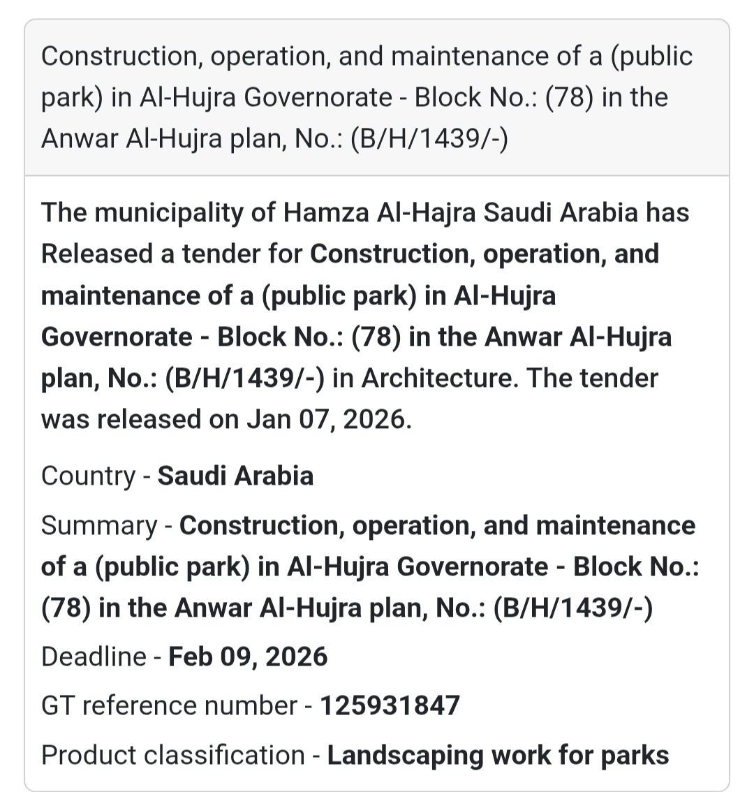 🌳 Public Park – Block (78), Anwar Al-Hujra Plan