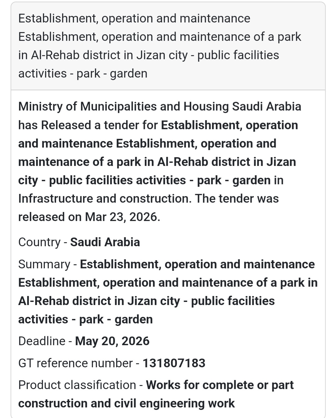 🌳 Public Park Development