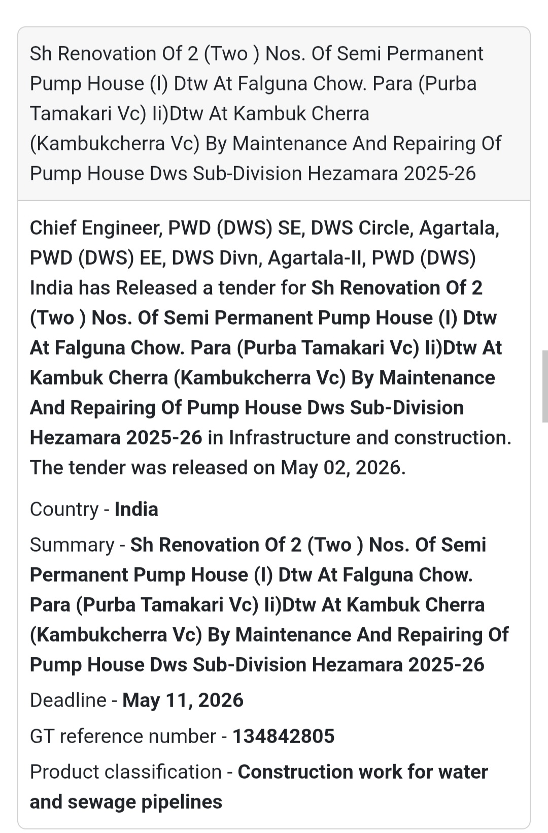 Pump House Renovation Work