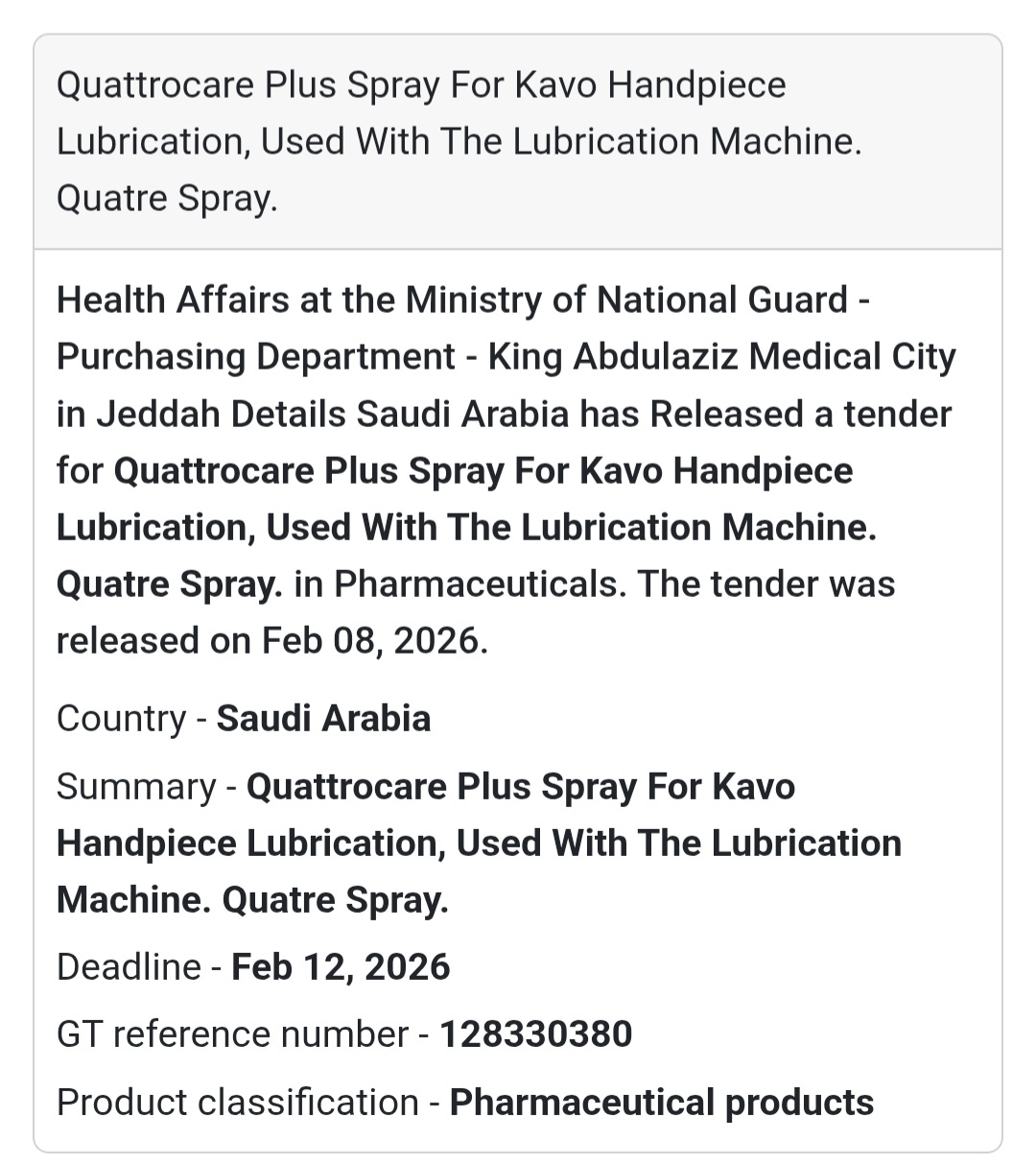 🦷 Quattrocare Plus Spray for Kavo Handpieces