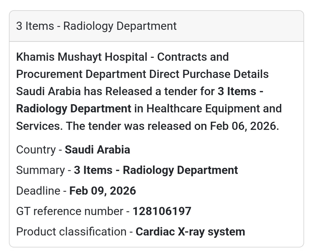 🩻 Radiology Equipment Tender