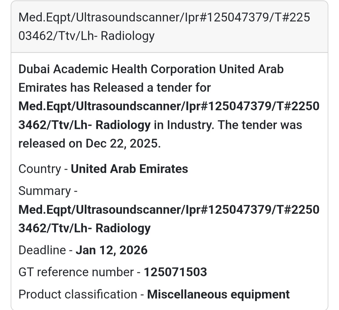🩻 Radiology Ultrasound Scanner Tender