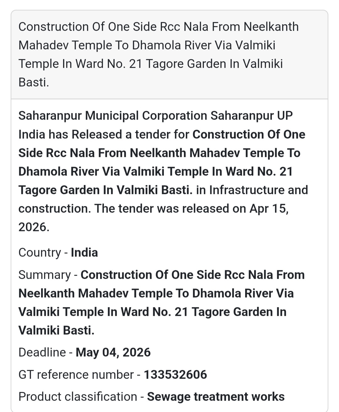 🏗️ RCC Nala Construction – Saharanpur