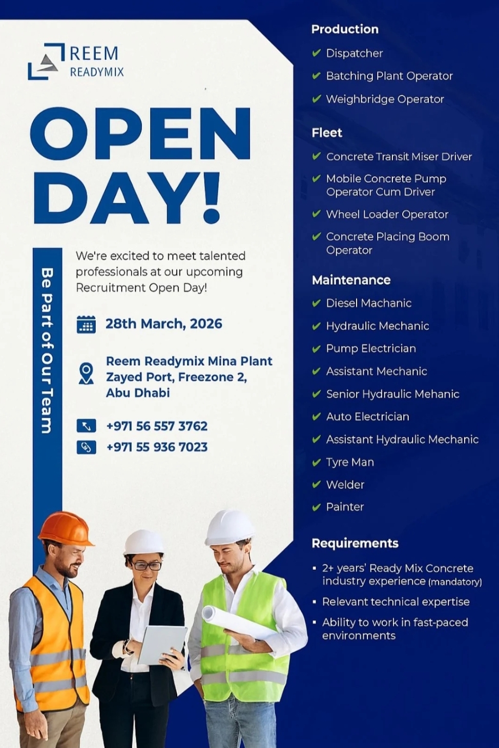 🏗️ REEM READYMIX – OPEN DAY | ABU DHABI