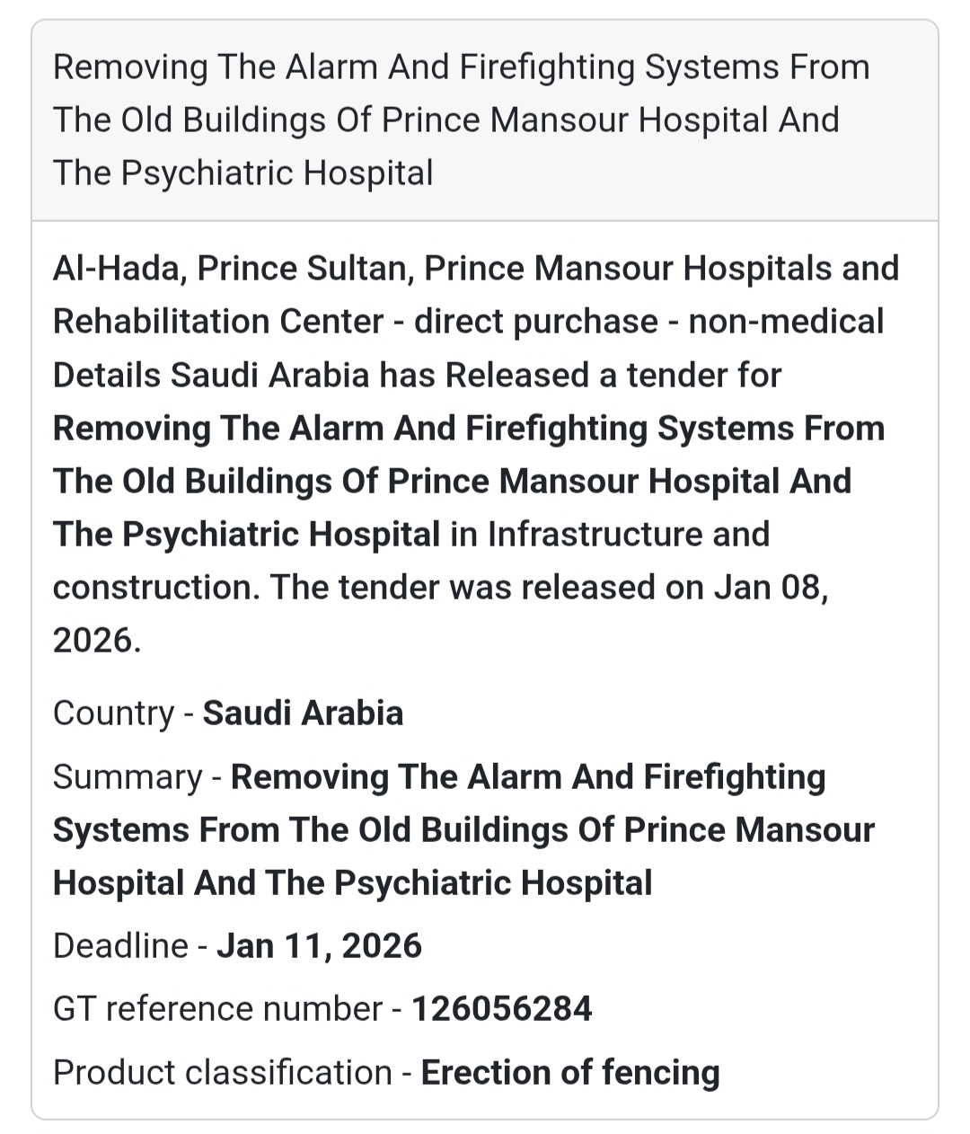 🚨 Removal of Alarm & Firefighting Systems