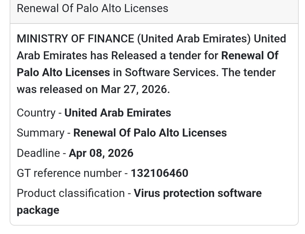 🔐 Renewal of Palo Alto Licenses