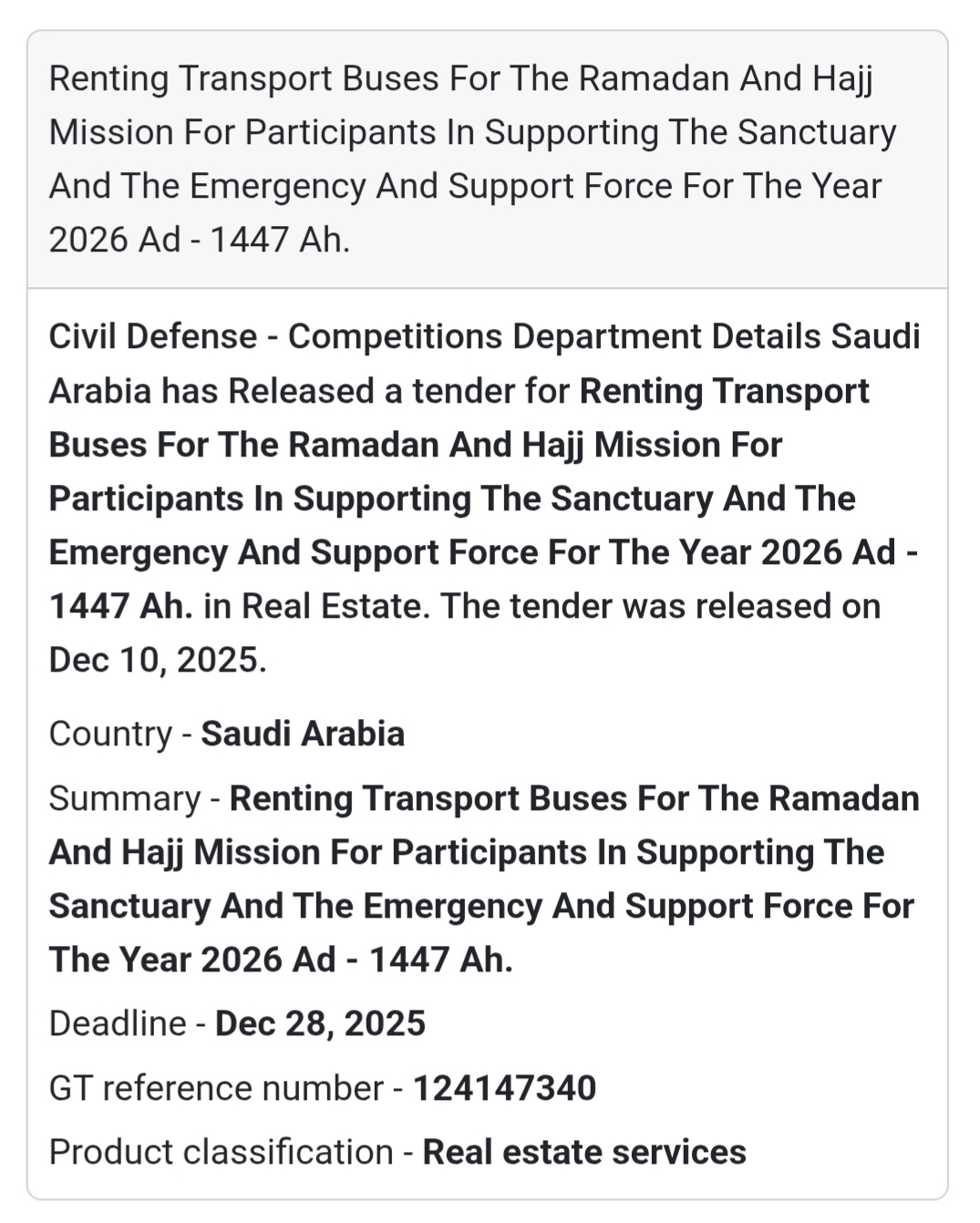 🚌 Renting Transport Buses – Ramadan & Hajj Mission 2026