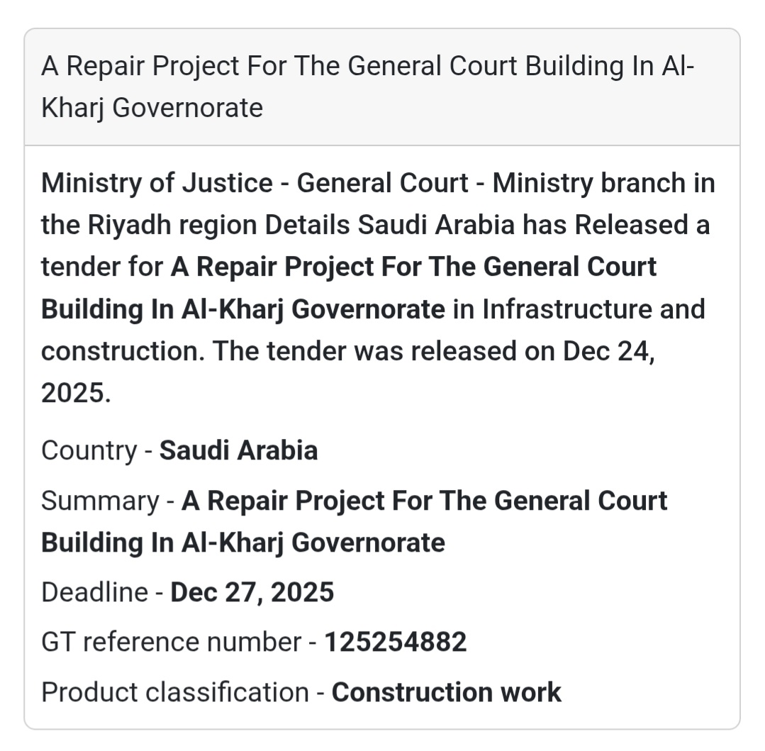 🏛️ Repair of General Court Building – Al-Kharj 🇸🇦