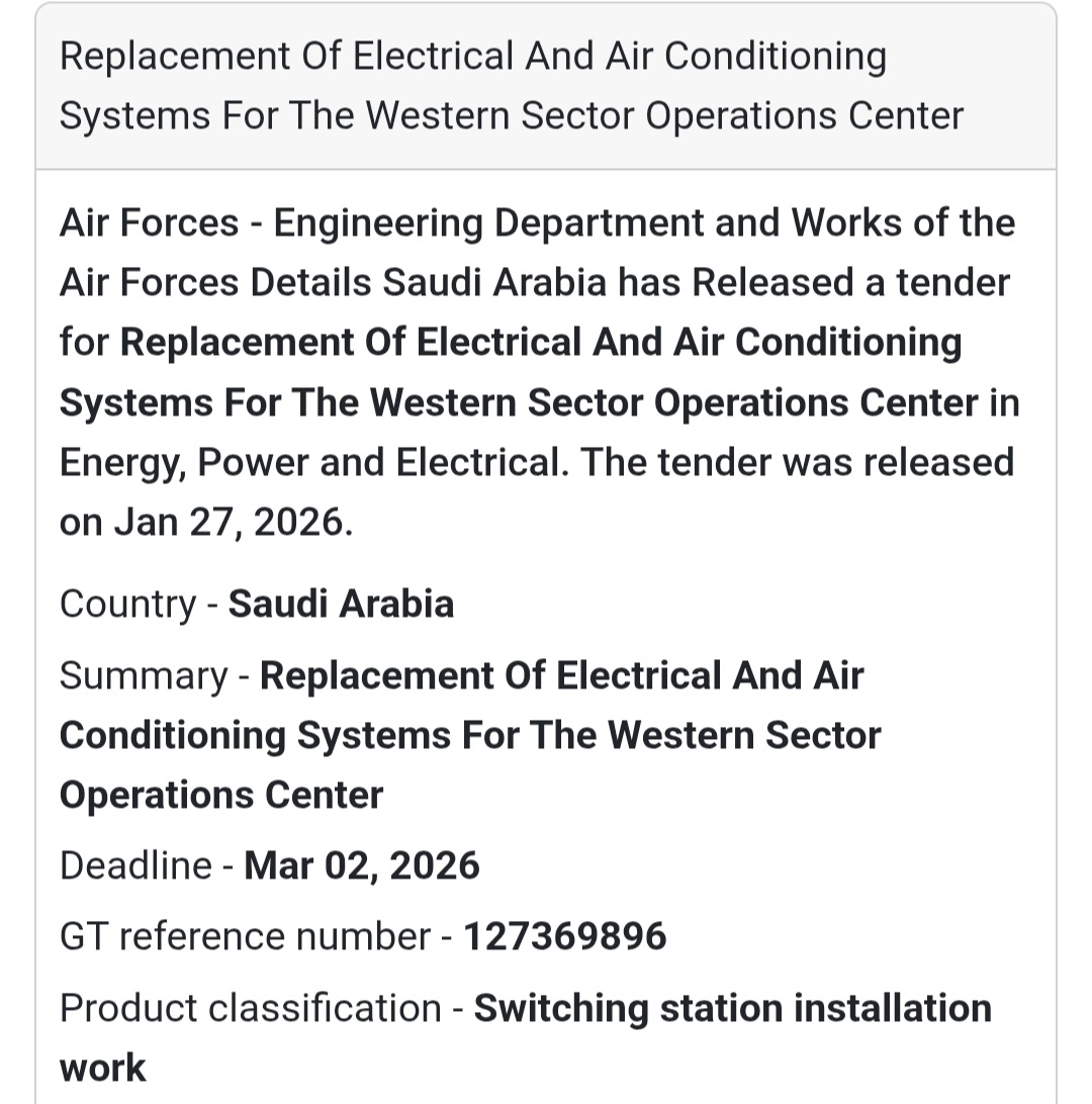 ⚡ Replacement of Electrical & AC Systems – Western Sector