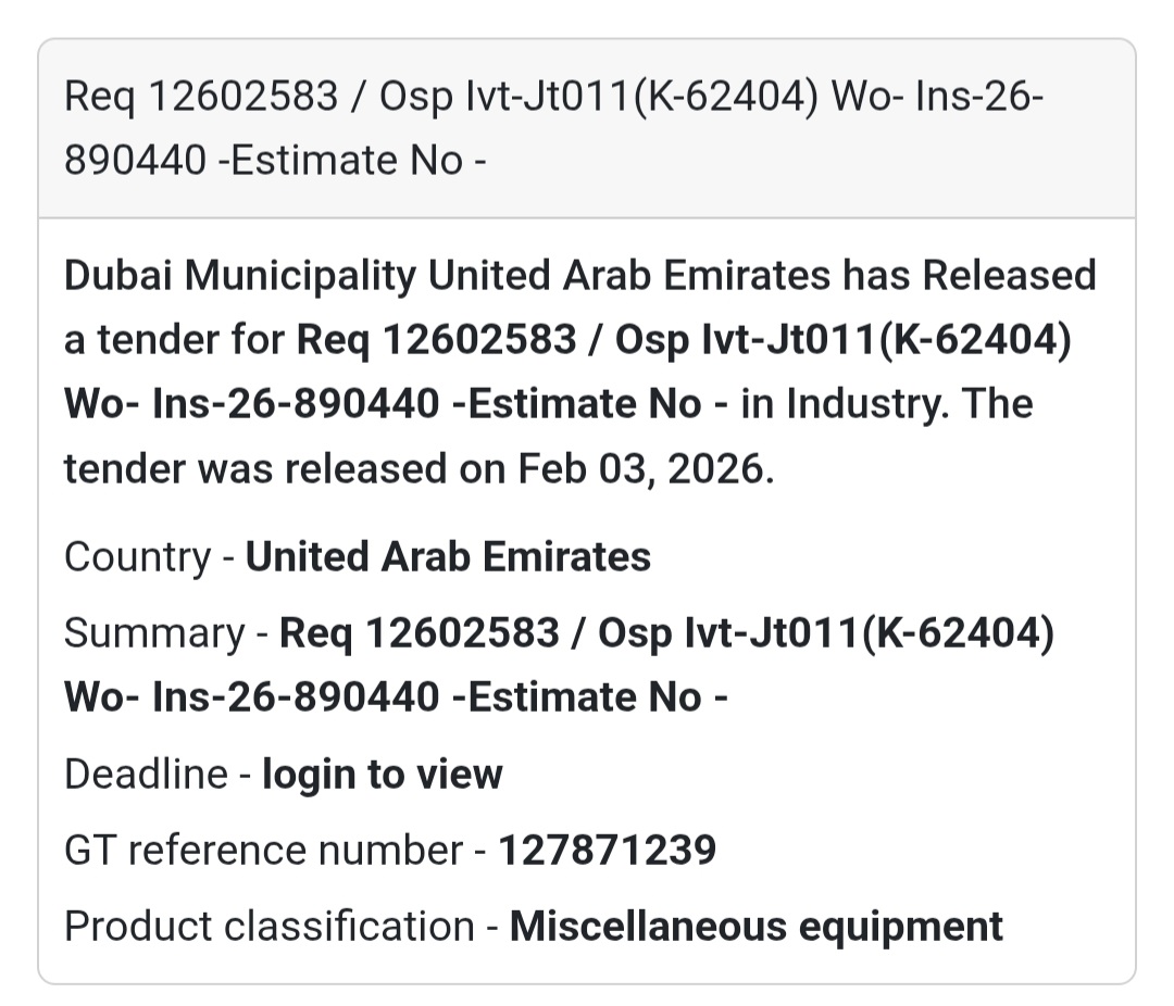 🏙️ Req 12602583 / OSP Miscellaneous Equipment | UAE 🇦🇪