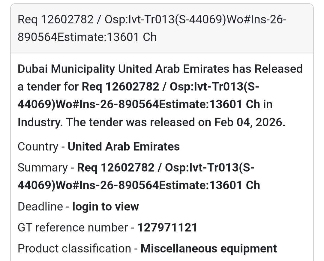 🏭 Req 12602782 – Industrial Requirement
