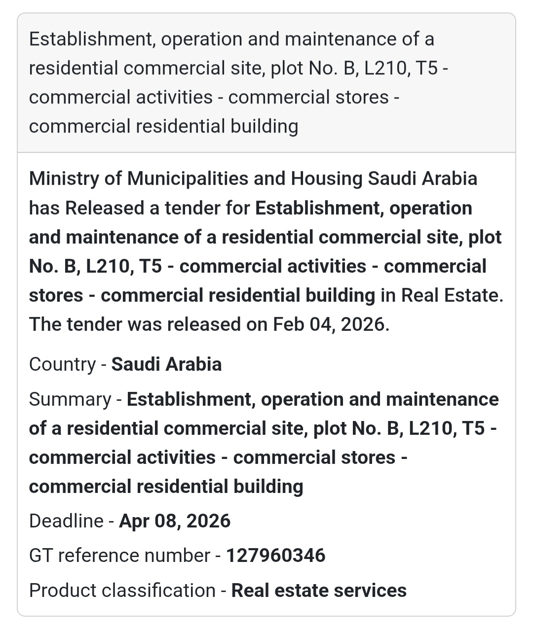 🏘️ Residential Commercial Site – Plot B, L210 (T5)