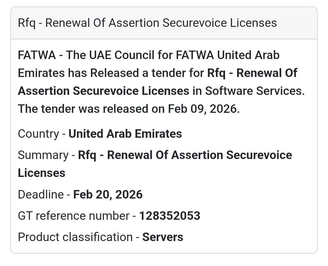 🔐 RFQ – Renewal of Assertion Securevoice Licenses