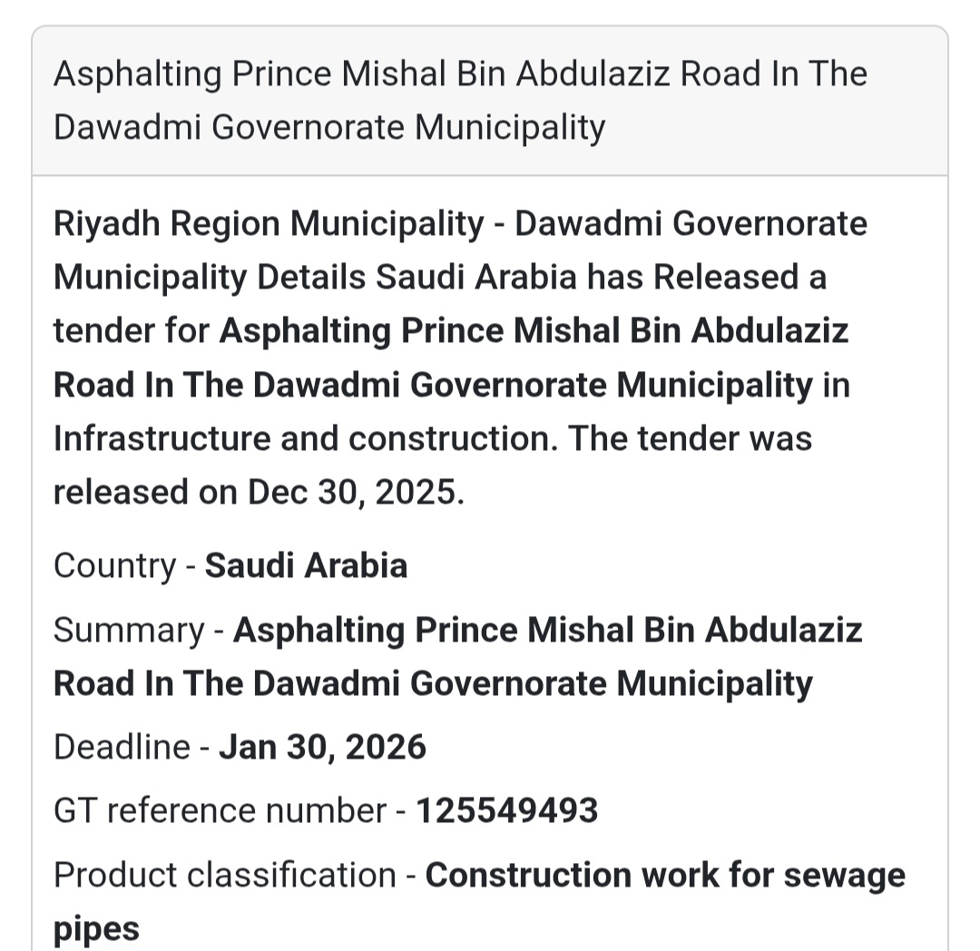 🛣️ Road Construction Tender