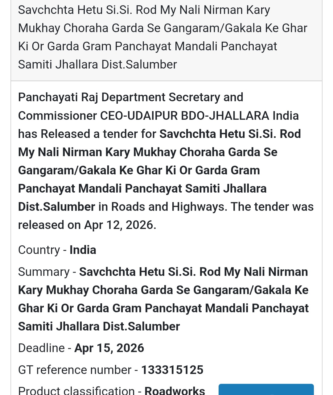 🛣️ Road & Drain Construction – Salumbar